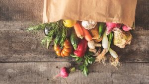 paper bag with vegetables